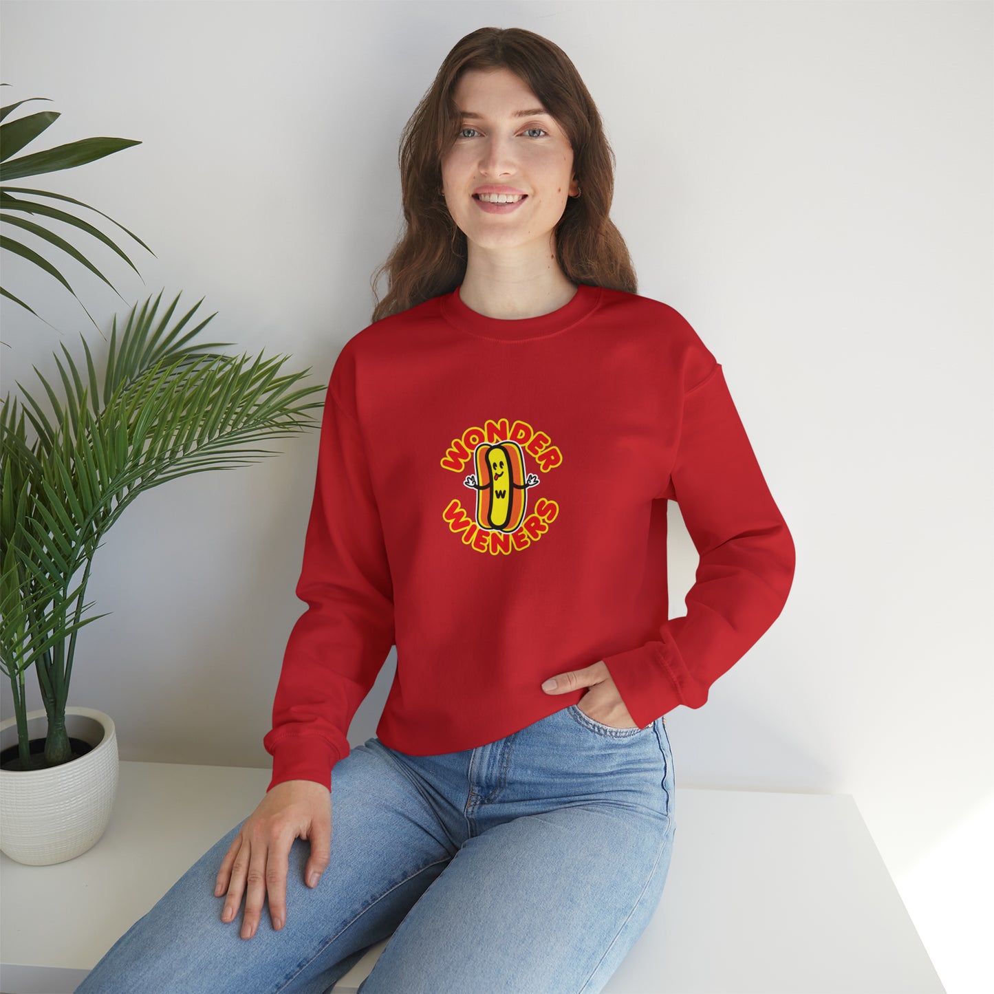 Wonder Wieners Cozy Crewneck Sweatshirt | Red