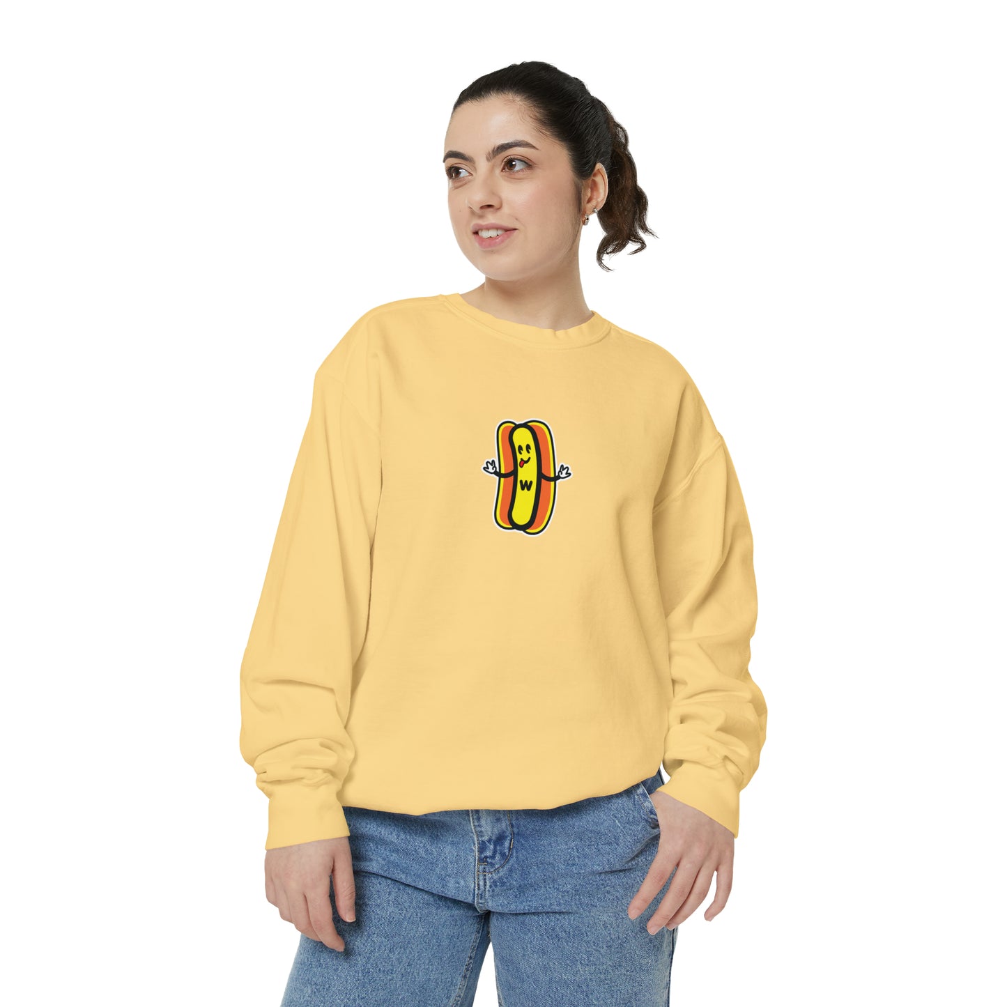 Wonder Wieners Crewneck Sweatshirt - Logo Front, 'Stuffin Buns Since 2001' Back
